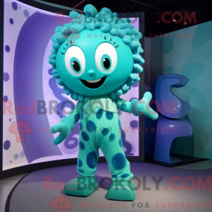 Cyan Medusa maskot kostume...