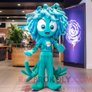 Cyan Medusa Maskottchen...