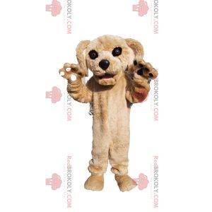 Beige hond mascotte met een mooi gezicht