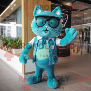 Cyaan Cat mascottekostuum...