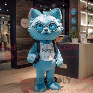 Cyan Cat-maskotdraktfigur...