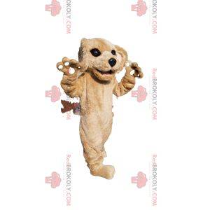 Beige hundemaskot med et smukt ansigt