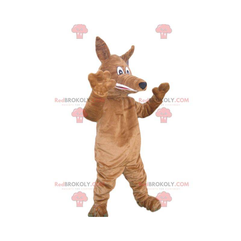 Mascotte de chien marron avec un long museau Mascotte de chien marron avec un long museau