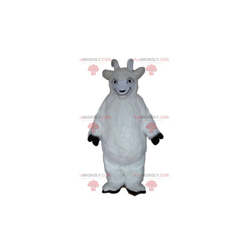 Mascote de cabra branca toda peluda - Redbrokoly.com