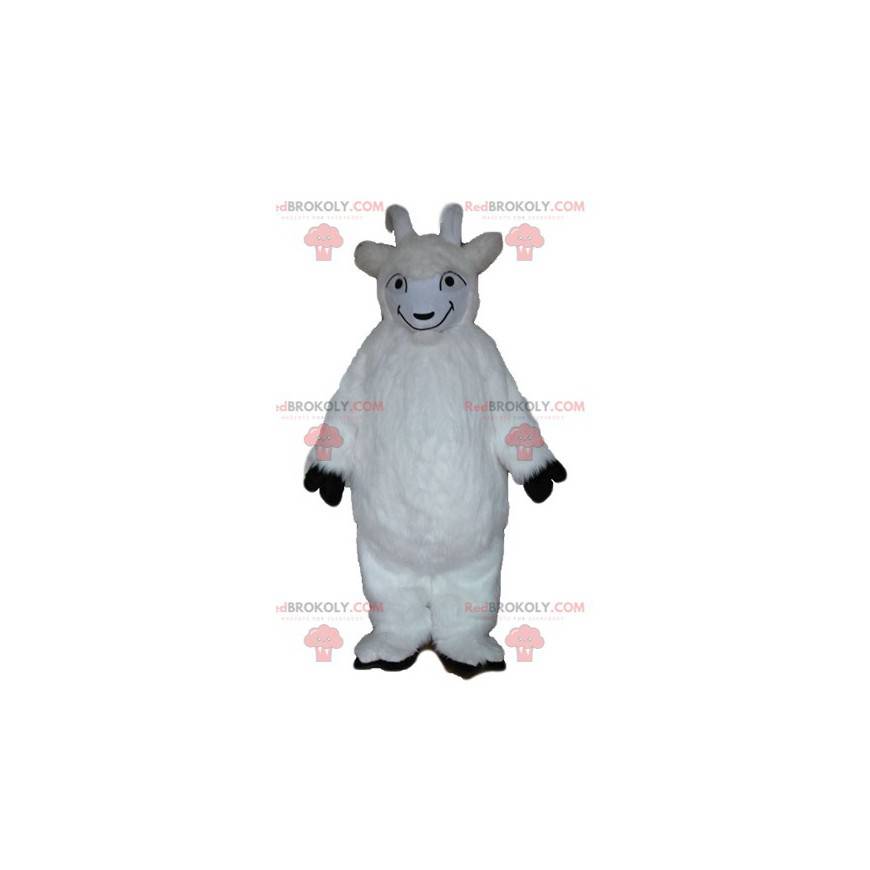 Mascotte de bouc de cabri blanc tout poilu - Redbrokoly.com