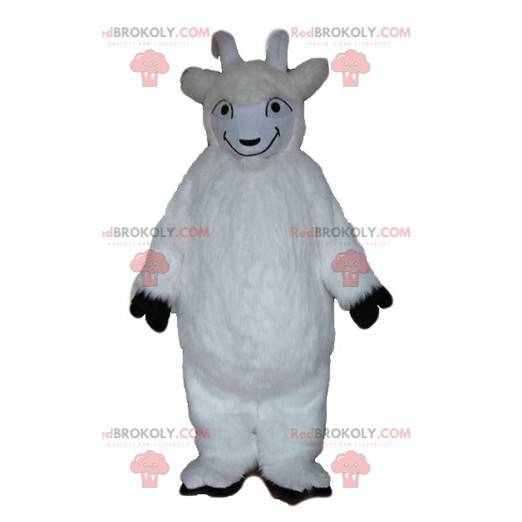 Mascote de cabra branca toda peluda - Redbrokoly.com