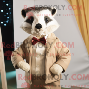 Beige Badger maskot kostume...