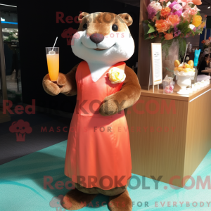 Peach Otter maskot kostume...