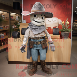 Grå Cowboy maskot kostume...