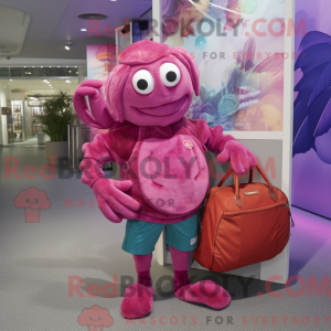 Magenta krabbe maskot drakt...
