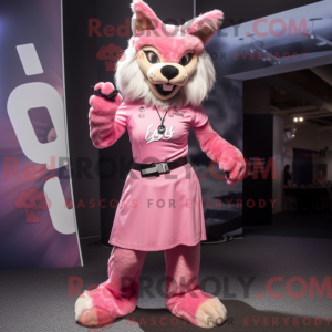 Pink Lynx maskot kostume...