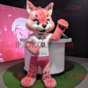 Pink Lynx mascot costume...