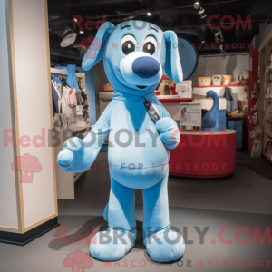 Sky Blue Dog mascot costume...
