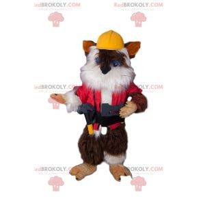 Adorable kitten mascot in construction outfit