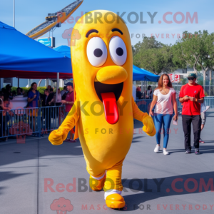 Gold Hot Dog maskot kostume...