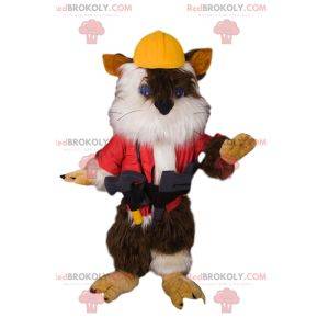 Mascotte d'adorable chaton en tenue de chantier