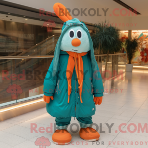 Teal Carrot mascot costume...