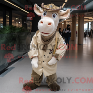 Beige Zebu-maskotdraktfigur...
