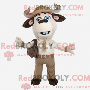 Beige Zebu-maskotdraktfigur...