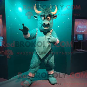 Blågrøn Minotaur maskot...
