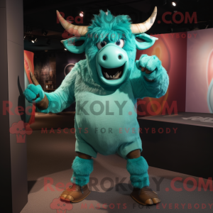 Blågrøn Minotaur maskot...