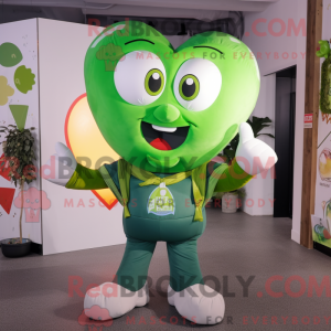 Green Heart mascot costume...