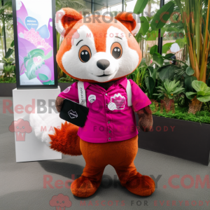 Magenta rød panda maskot...