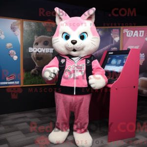 Pink Bobcat maskot kostume...