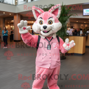 Pink Bobcat mascot costume...