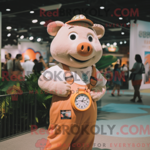 Tan Pig maskot kostyme...