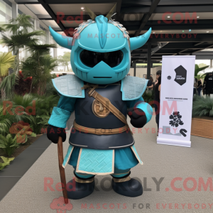 Blågrøn Samurai maskot...