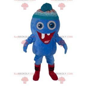 Maskot legrační charakter s modrou čepicí