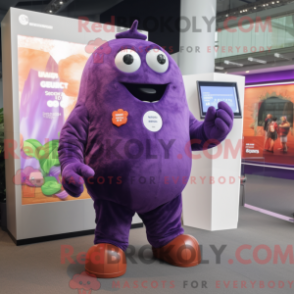 Fantasia de mascote de batata roxa com capa e smartwatches - Mascotes de batata - REBROKO_307064 - RedBrokoly.com