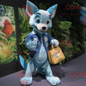 Cyan Dingo maskotdraktfigur...