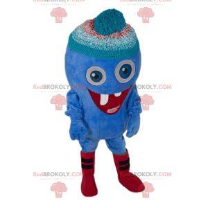 Mascota de personaje divertido con una gorra azul