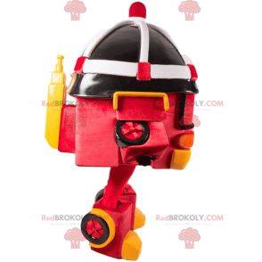 Mascote do bombeiro transformado e seu lindo capacete preto