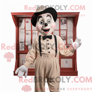 Beige Mime-maskotdraktfigur...