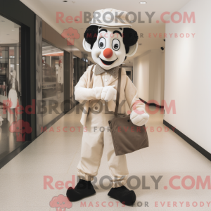 Beige Mime-maskotdraktfigur...