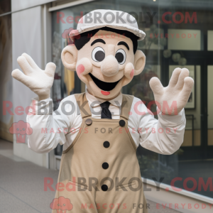 Beige Mime mascot costume...
