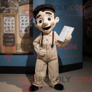 Beige Mime-maskotdraktfigur...