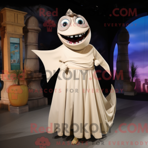 Beige Sverdfisk maskot...