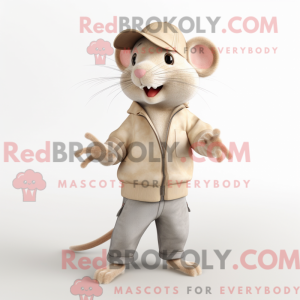 Beige rottemaskotdraktfigur...