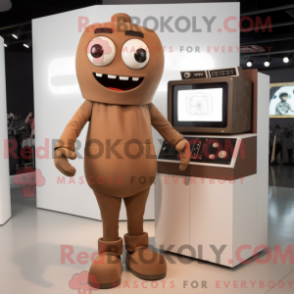 Fantasia de mascote de televisão marrom com leggings e luvas - Mascotes da televisão - REBROKO_307175 - RedBrokoly.com