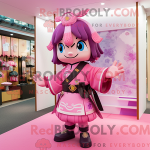 Pink Samurai maskot kostume...