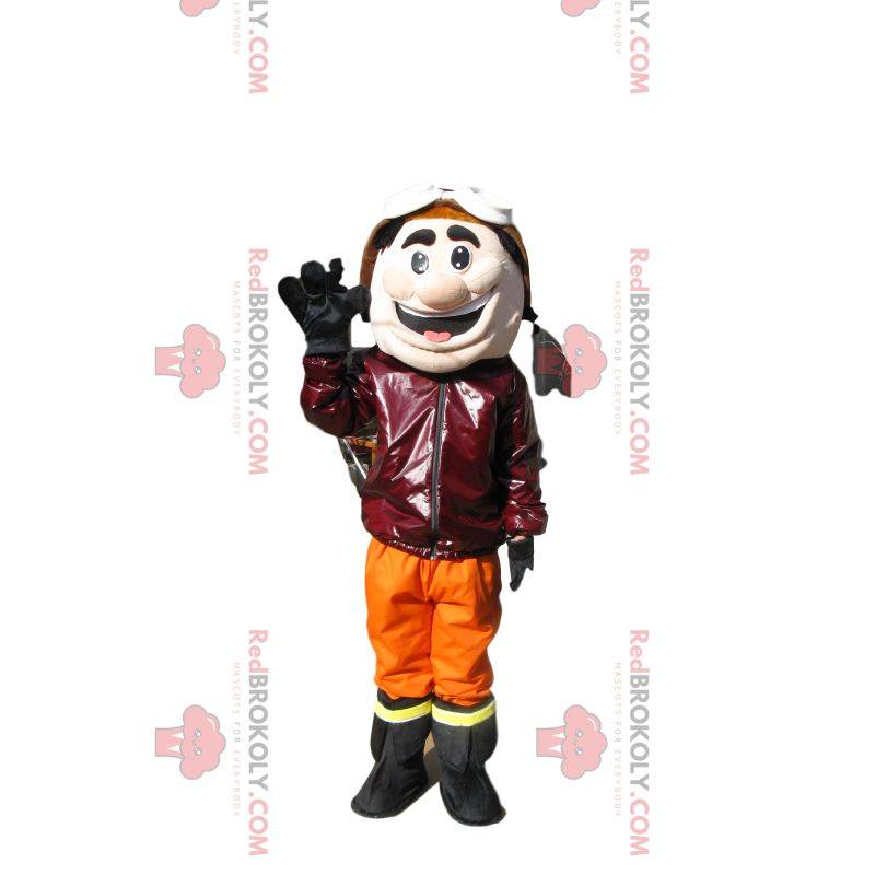 Aviator mascot fun with his glasses and a leather jacket
