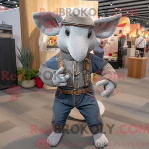 Grå Armadillo maskot...