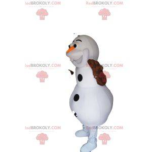 Mascotte de bonhomme de neige blanc avec une carotte sur le nez