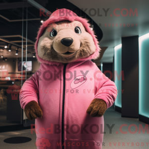 Pink Marmot maskot kostume...