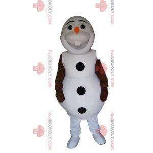 Mascote do boneco de neve branco com uma cenoura no nariz