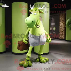 Limegrøn Zebu maskot...